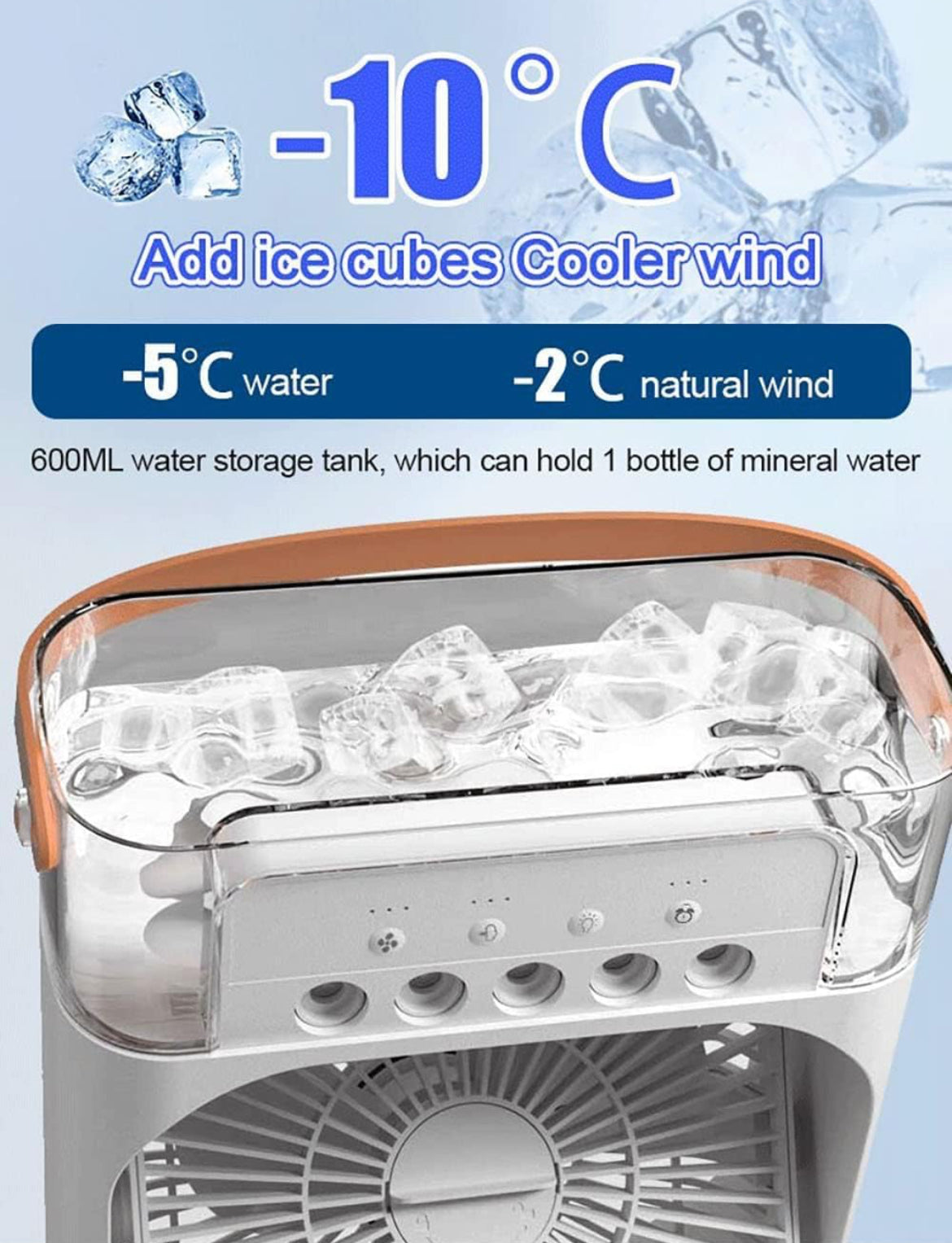 ZayloMart Portable Air Cooler Fan with Water Tank and USB Charging Mini Air Conditioner for Personal Cooling, Humidifier, and Air Purifier, Perfect for Home, Office, or Outdoor Use