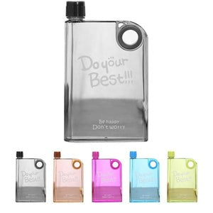 Slim Motivational Flat Water Bottle