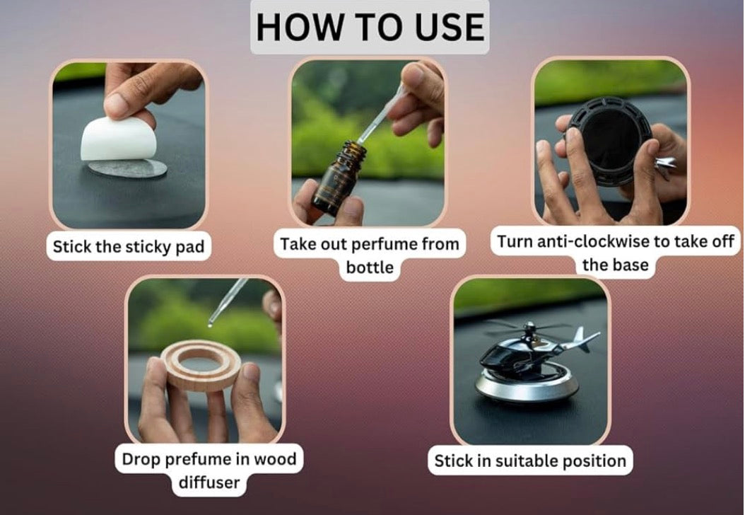 ZAYLOMART Car Accessories Interior Solar Car Perfumes And Fresheners For Dashboard | Solar Helicopter Car Air Freshener*(With Perfume)*