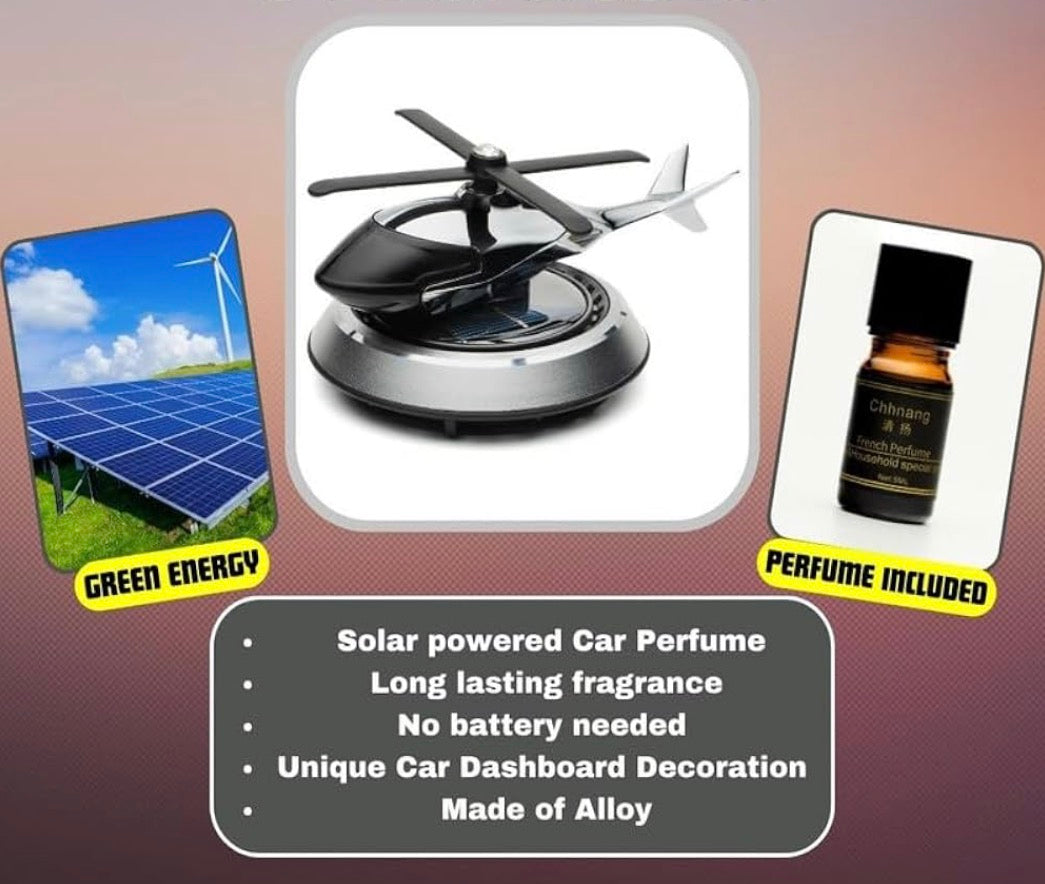 ZAYLOMART Car Accessories Interior Solar Car Perfumes And Fresheners For Dashboard | Solar Helicopter Car Air Freshener*(With Perfume)*