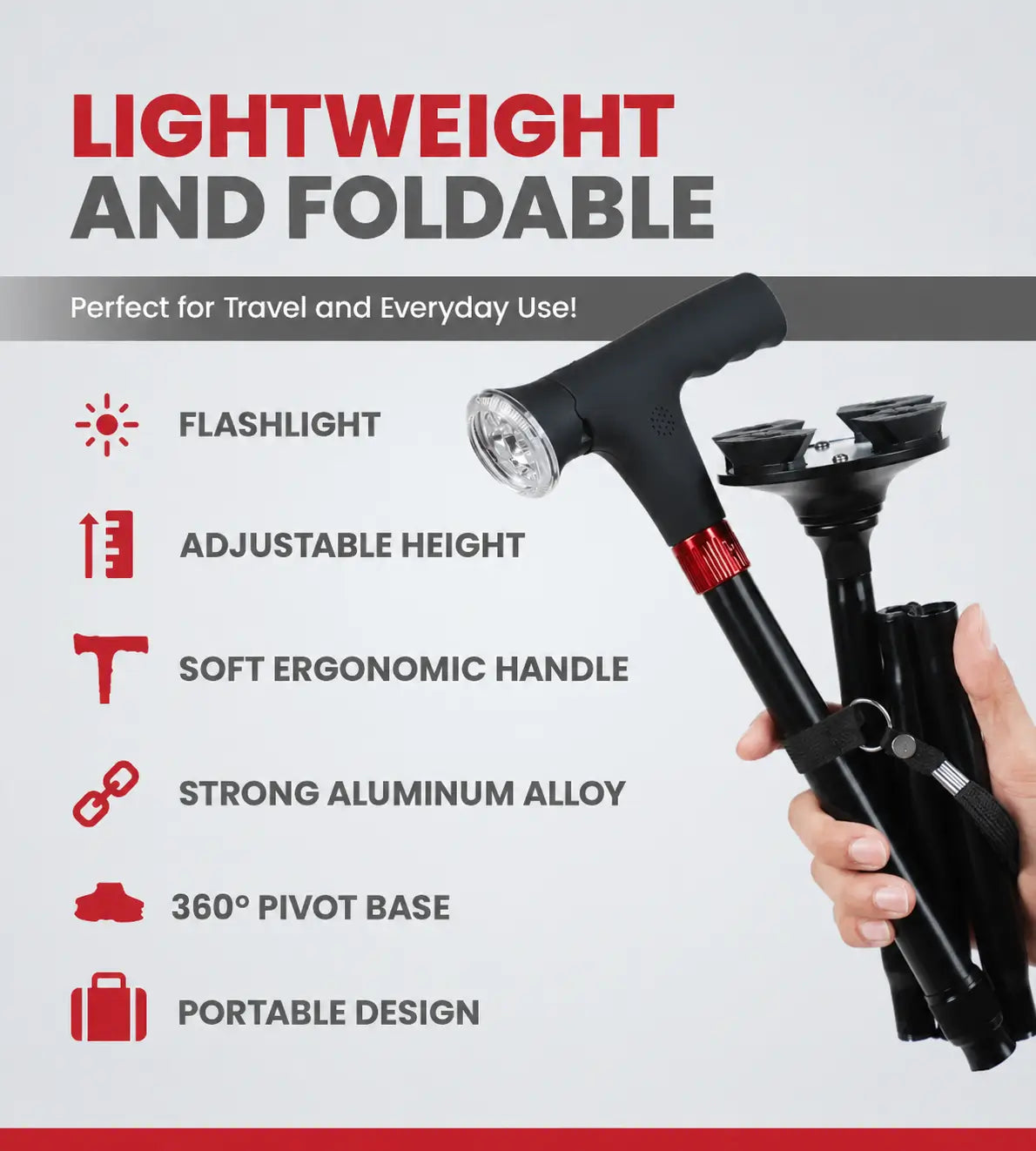 Pivot Walking Stick with Led Light