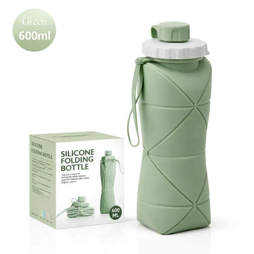 Foldable Silicone Water Bottle  Leakproof & Travel Friendly
