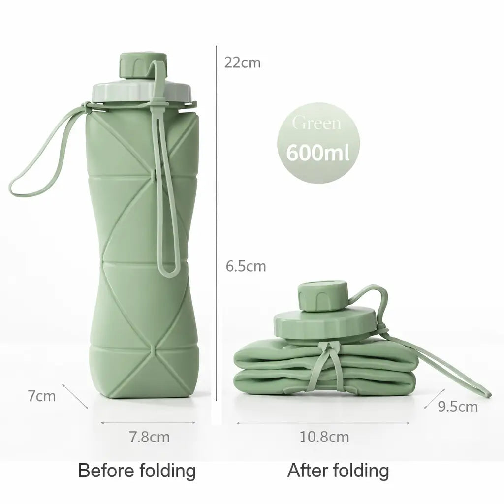 Foldable Silicone Water Bottle  Leakproof & Travel Friendly